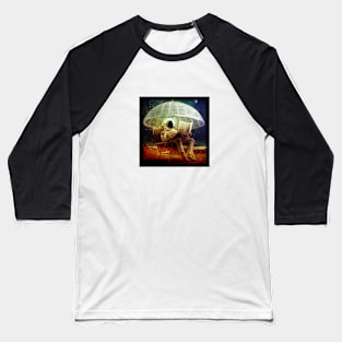 Astronaut on the Moon, seated, reading a newspaper. Baseball T-Shirt